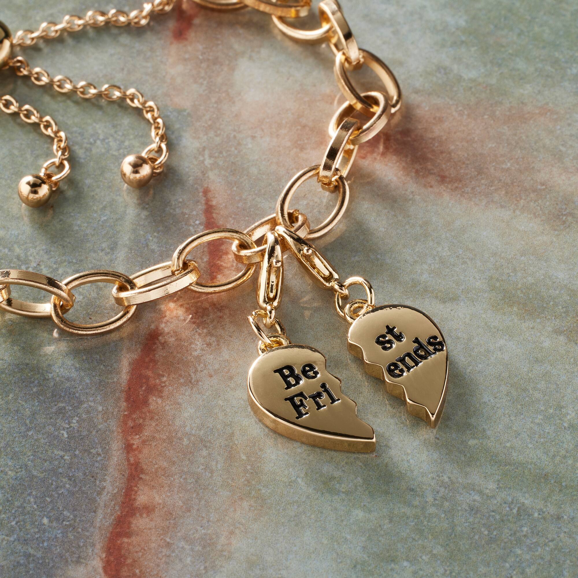 12 Packs: 2 ct. (24 total) Gold Best Friends Heart Charm Set by Bead Landing™